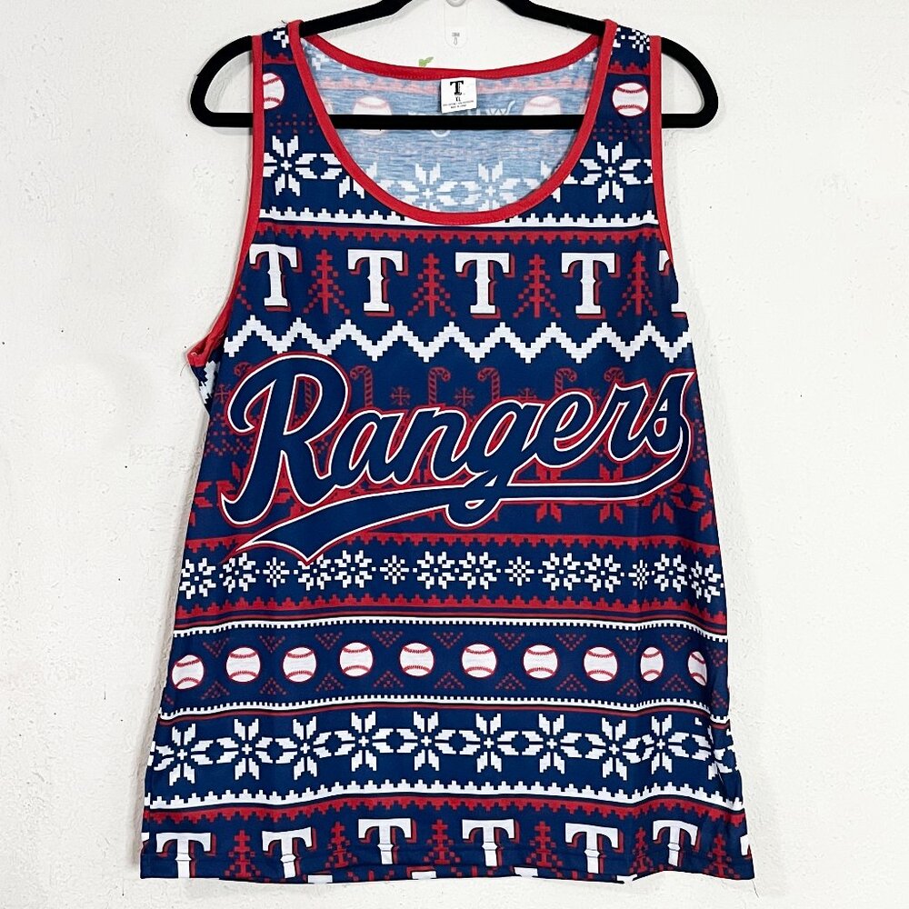Texas Rangers Christmas In July Ugly Sweater Tank Top‎ Size XL NWOT